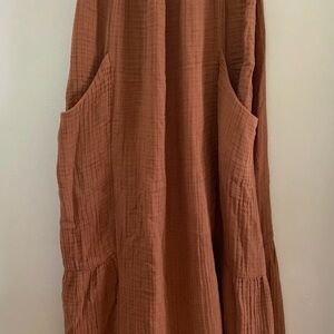 Women's Rust Brown Maxi Skirt with Pockets S to L